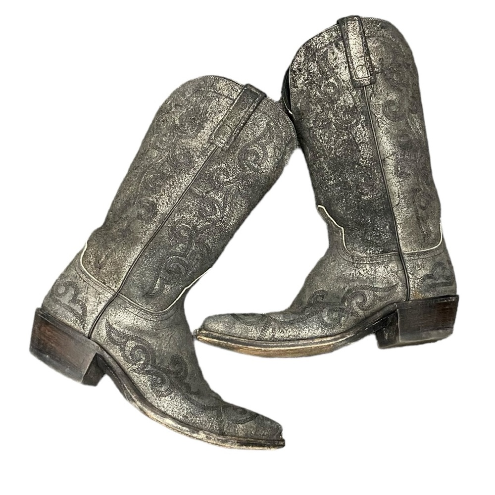 LUCCHESSE 1883 Suede Granite Mountainside Western Cowboy Boots Womens Size 6.5